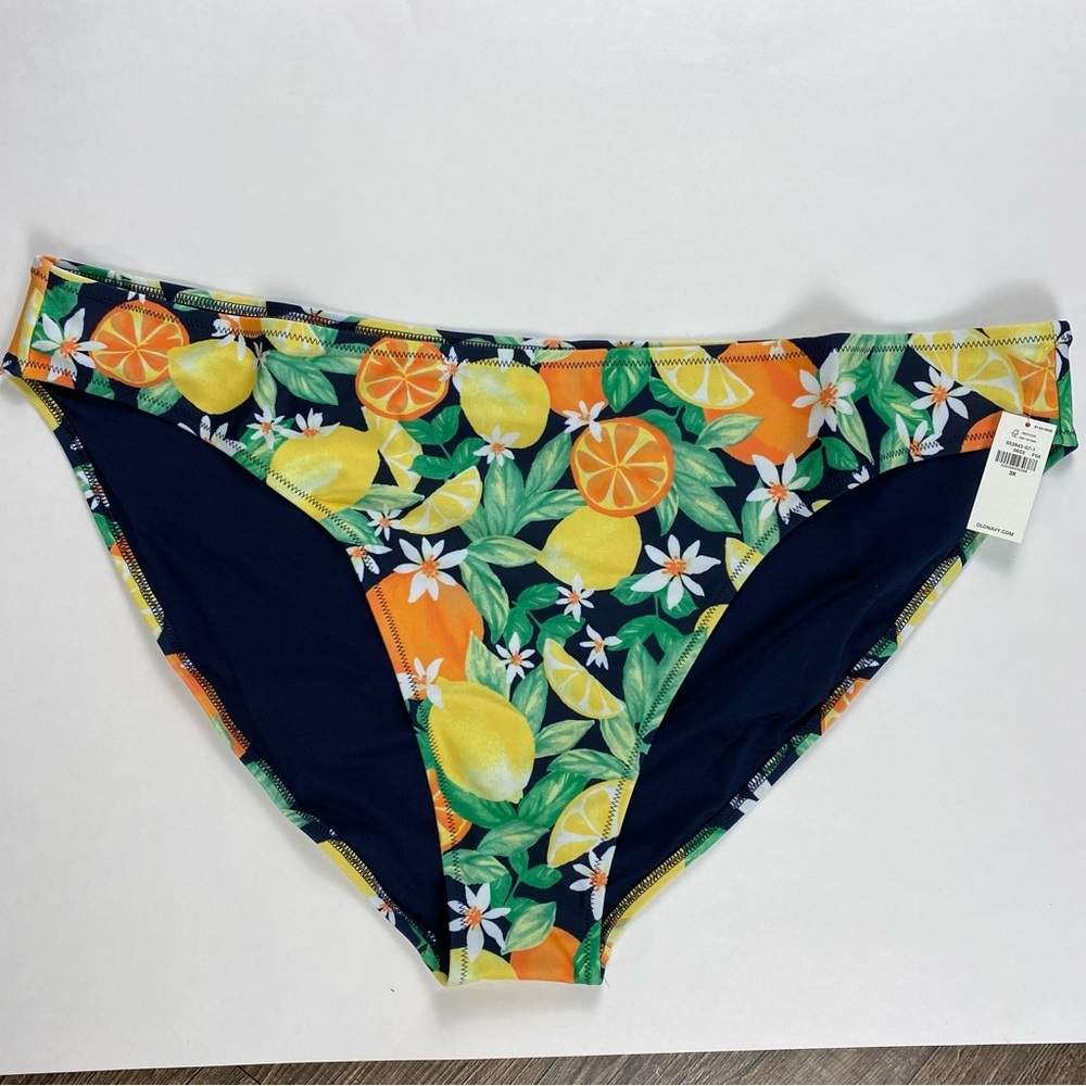 Old Navy Bikini Swim Bottoms Women XXXL Blue Yellow Orange Tropical Low Rise